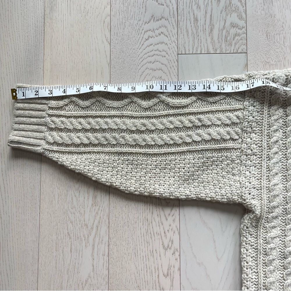 Vintage Doogan Donegal Cream 100% Wool Aran fisherman cable knit Irish sweater - Picture 11 of 13